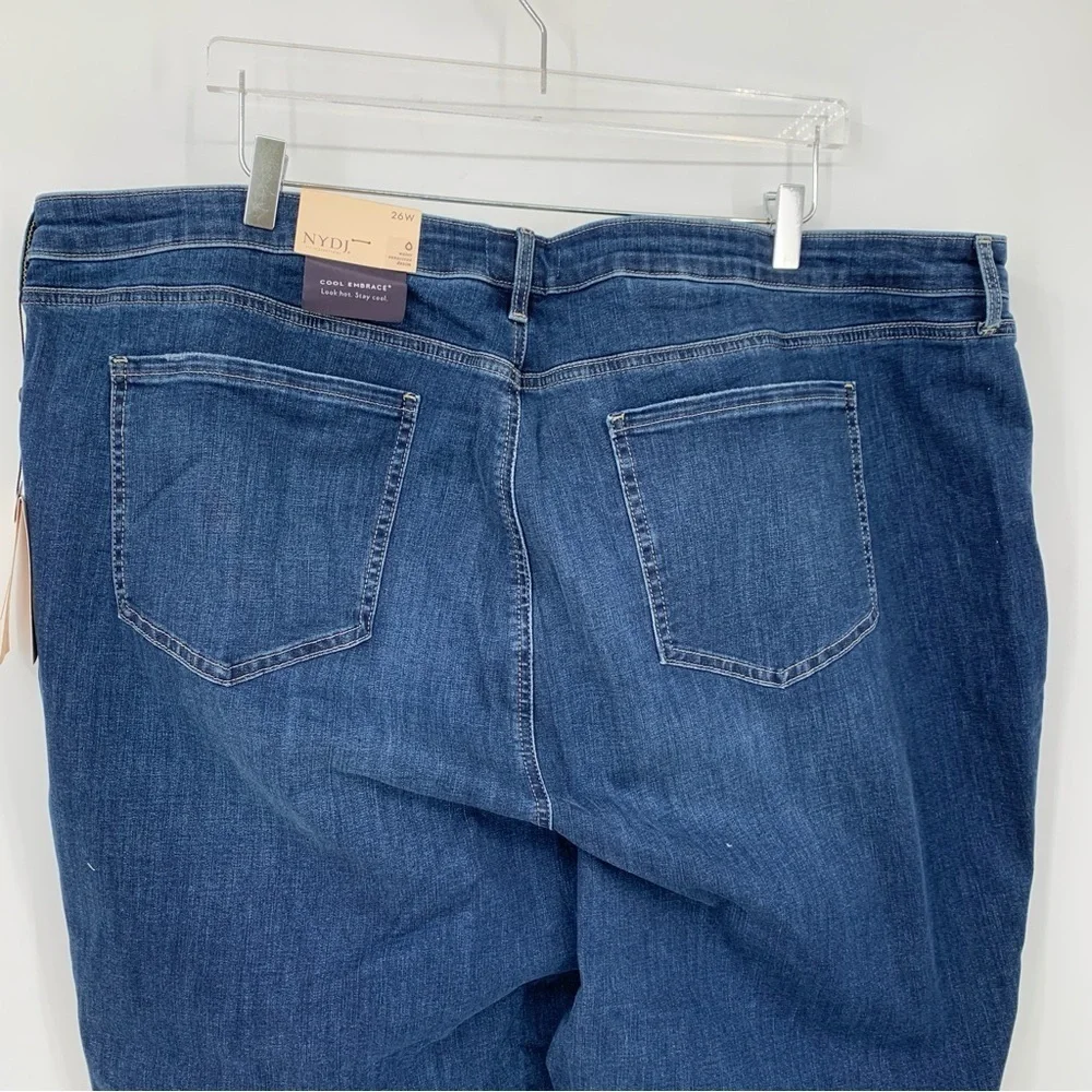 NYDJ Relaxed Piper Crop jeans blue denim dark wash straight leg stretch new 26W